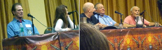 A Saturday panel discussion featured (l-r) Michael Dante, BarBara Luna, moderator Ray Nielsen, Tony Numkena and John Saxon.