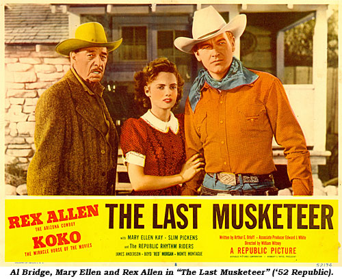 Al Bridge, Mary Ellen and Rex Allen in "The Last Musketeer" ('52 Republic).