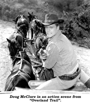 Doug McClure in an action scene from "Overland Trail".