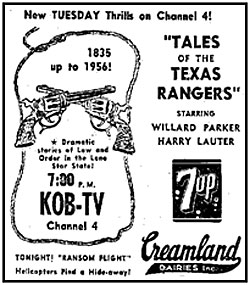 Newspaper ad for "Tales of the Texas Rangers".