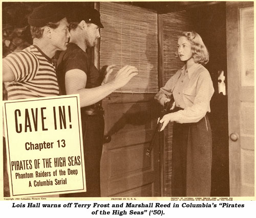 Lois Nall warns off Terry Frost and Marshall Reed in Columbia's "Pirates of the High Seas" ('50).