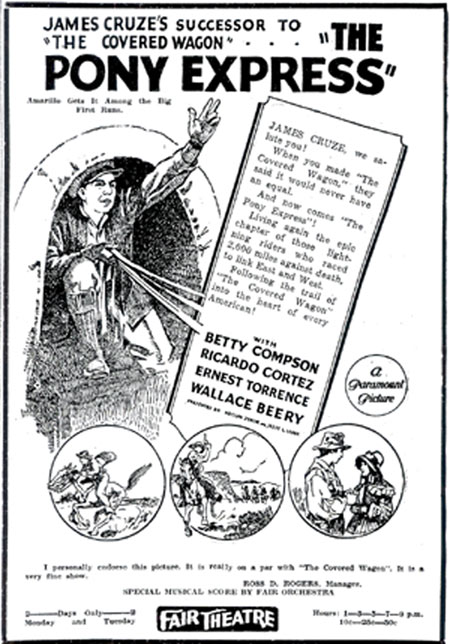 Pony Express ad.