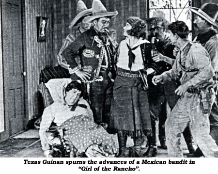 Texas Guinan spurns the advances of a Mexican bandit in "Girl of the Rancho".