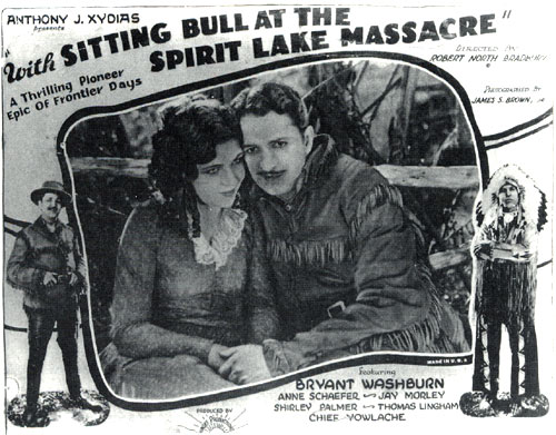 Lobby card for "With Sitting Bull at the Spirit Lake Massacre".