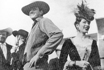 James Arness and Amanda Blake in Dodge City, Kansas in 1958. 