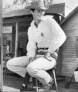 Peter Brown takes a break on the set of “Lawman”.