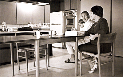 Steve McQueen and wife Neile Adams with their one-year-old daughter Terry at their new Hollywood Hills home in 1960. 