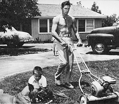 Jock Mahoney at home with son Ricky. 