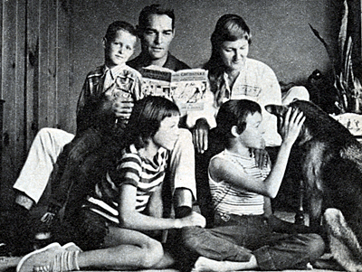 John “Lawman” Russell at home with his family...son John James, Dad John, wife Renata, daughter Renata (12) and daughter Shaunna (11) in 1959. 