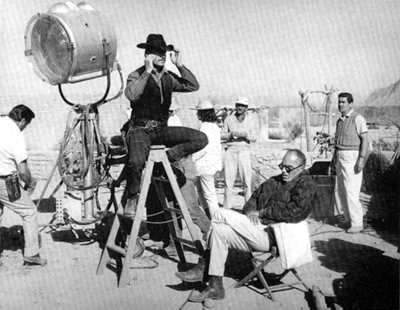 James Garner and director John Sturges on location in Mexico for "Hour of the Gun".