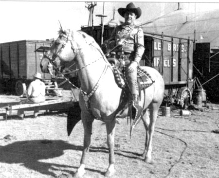 Ken Maynard on Tarzan during his time with Cole Brothers Circus for the ‘37-‘38 season.