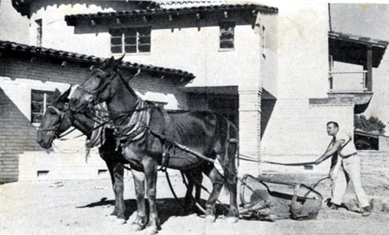 Buck Jones breaks ground for a garden at his San Fernando Valley estate some time in the ‘30s.