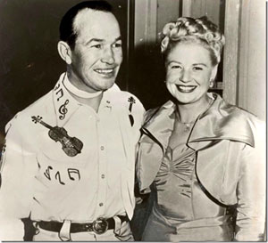 “Your fiddlin’ friend” Spade Cooley and wife Ella Mae in better times. Cooley believed Ella Mae had an affair with Roy Rogers and bludgeoned his wife to death on April 3, 1961. Cooley was subsequently indicted for murder and sentenced to life in prison. After serving 8 years he was about to be paroled in early 1970. However, he died while on a furlough in November 1969.