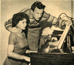 James Arness at home with his then wife Virginia.