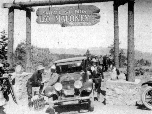 After leaving Pathe in early 1928, silent star Leo Maloney formed his own production company, Skyland Studios, and produced five silents starring Don Colman for Pathe release in 1928. Maloney in on the right with his dog Bullet.