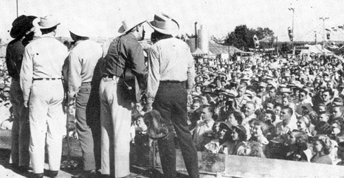 The Sons of the Pioneers entertain at the Grayville, IL, Oil Show in 1950.