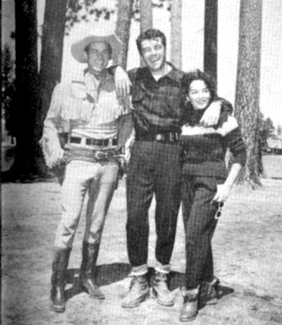 Guy Madison’s good friends Rory and Lita (Baron) Calhoun visit Guy on location for “Wild Bill Hickok” at Big Bear Lake, CA.