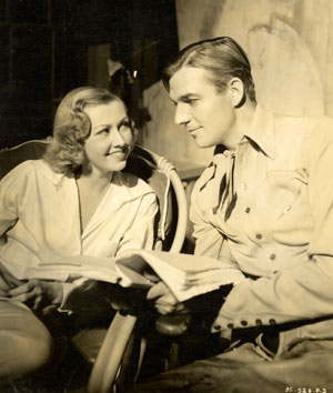 Evalyn Knapp and Smith Ballew go over their script for “Hawaiian Buckaroo”  (‘37 20th Century Fox).