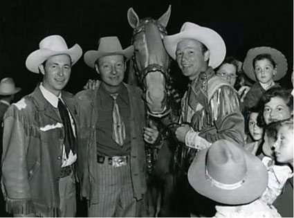 Eddie Dean, Pat Brady, Roy Rogers and Trigger circa mid ‘50s. (Thanx to Jerry Whittington.)