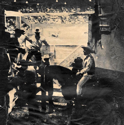 Gene Autry and Champion await their entrance cue at Madison Square Garden on August 27, 1949. (Thanx to Billy Holcomb.)