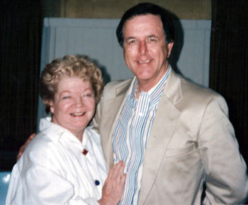 Gail Davis with Jimmy Hawkins (little brother Tagg on “Annie Oakley”) in Gail’s living room. (Photo courtesy Dale Price.)